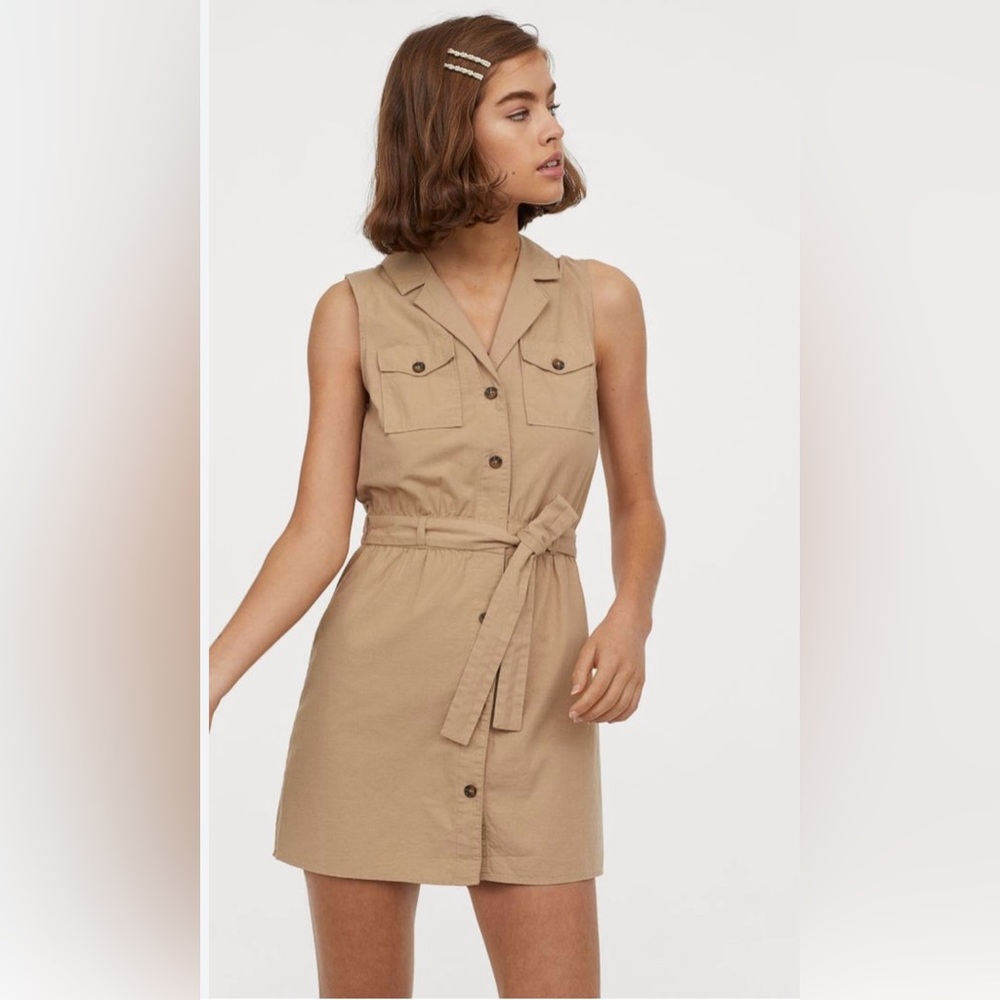 H&M Divided Shirt Dress in Beige Size 2